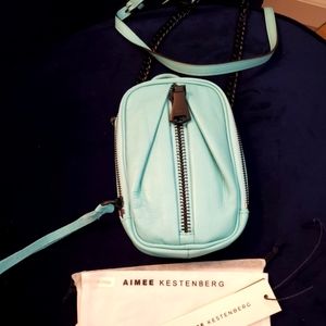 AIMEE KESTENBERG AQUA BLACK CHAIN CROSSBODY HANDBAG-CELLPHONE BAG